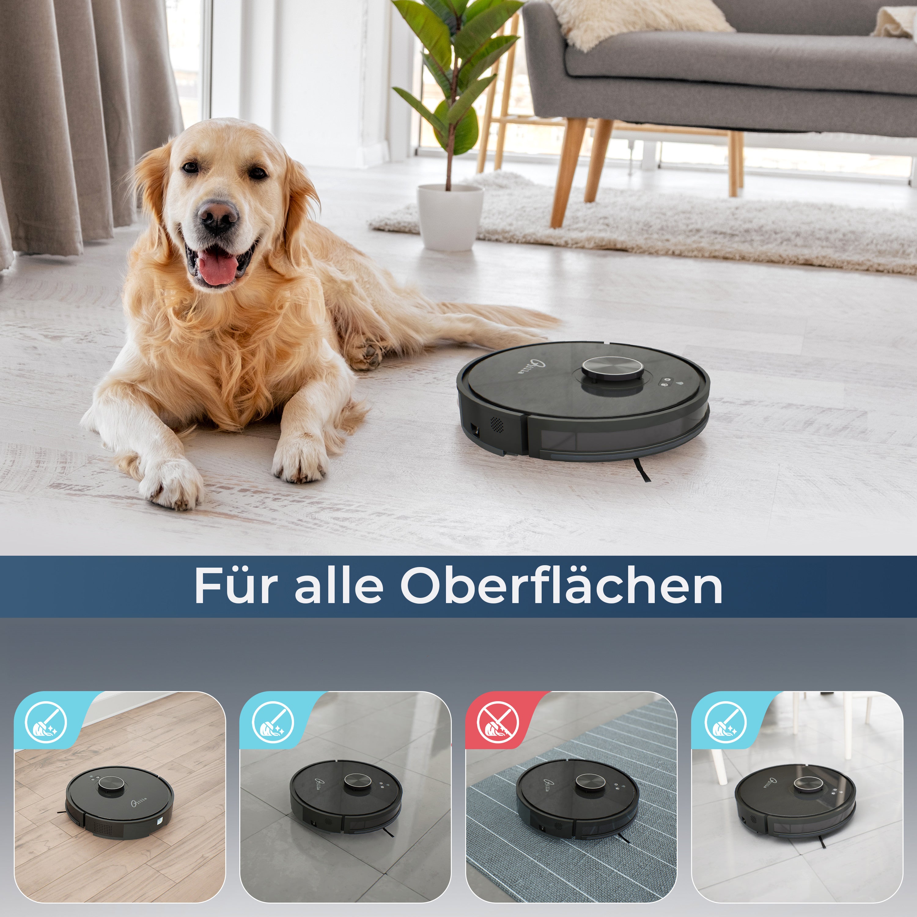 Tjilla C150+ Saugroboter mit Wischfunktion und Absaugstation
