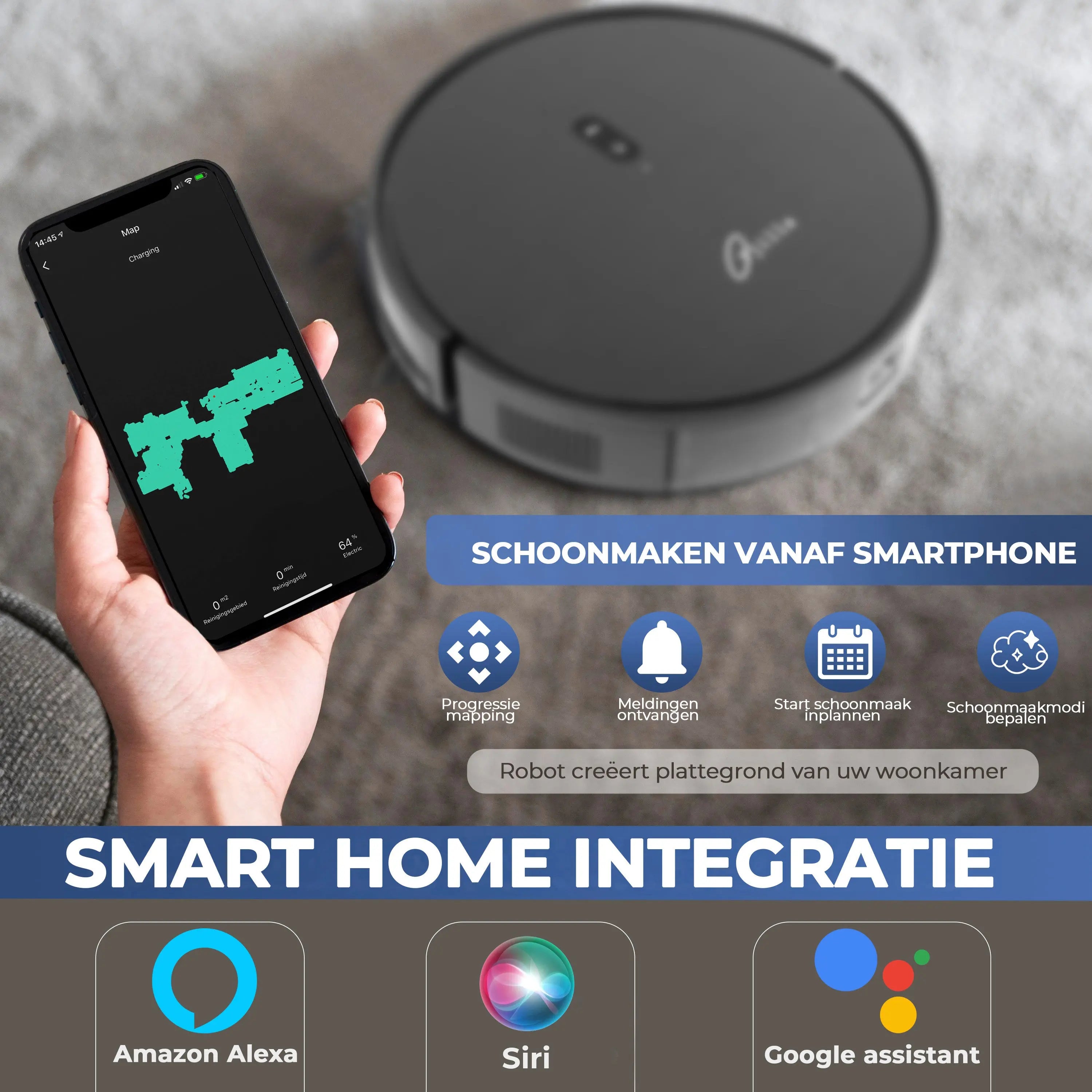 Robotstofzuiger bediening via app