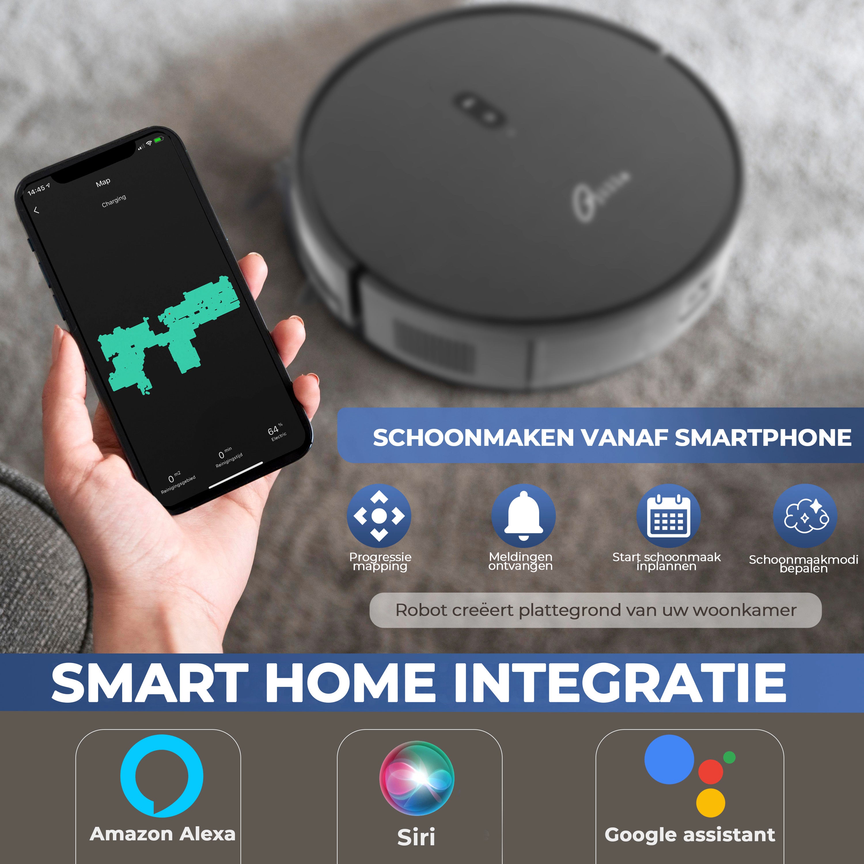 Robotstofzuiger die je met een app kan besturen