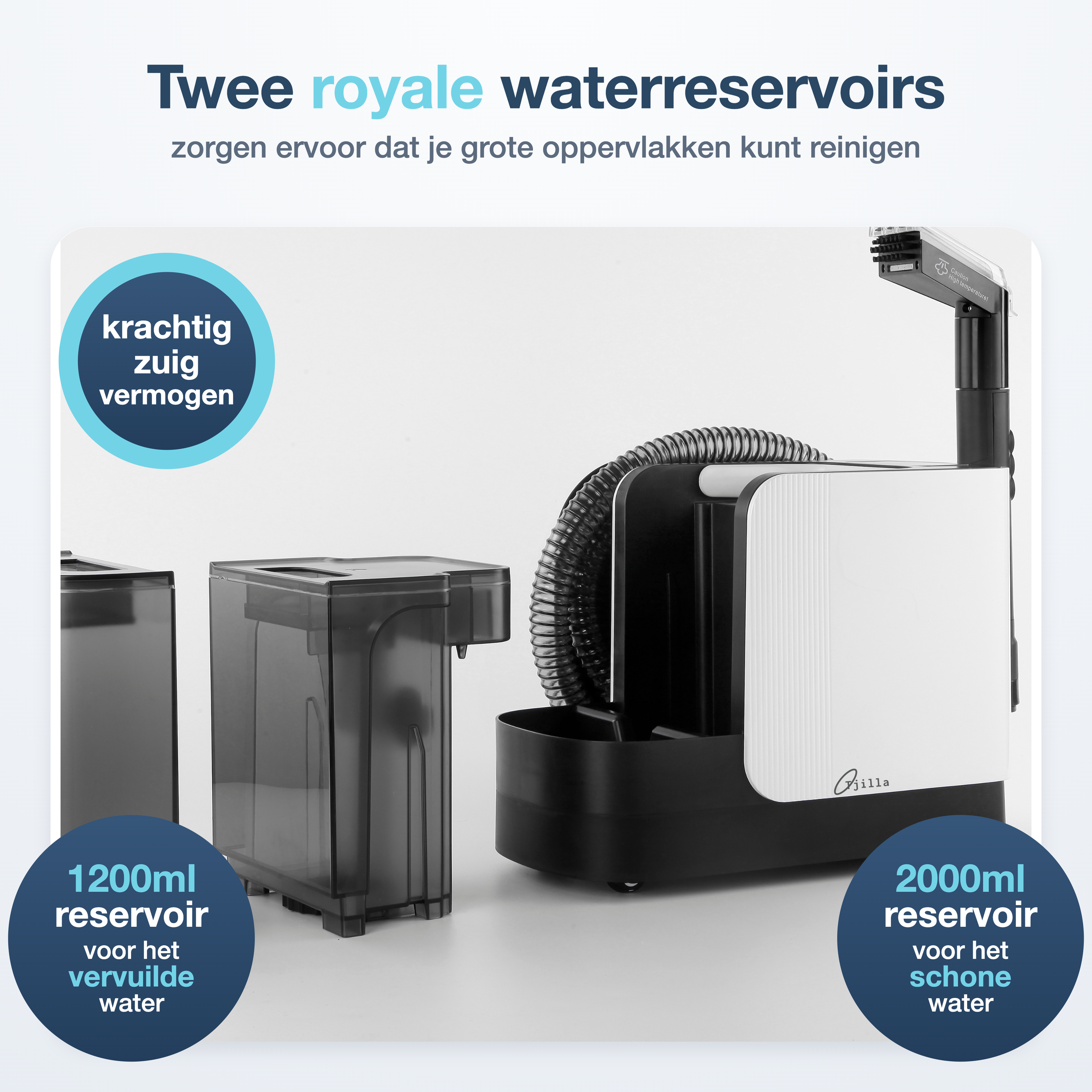 Vlekken reinigen met grote waterreservoirs
